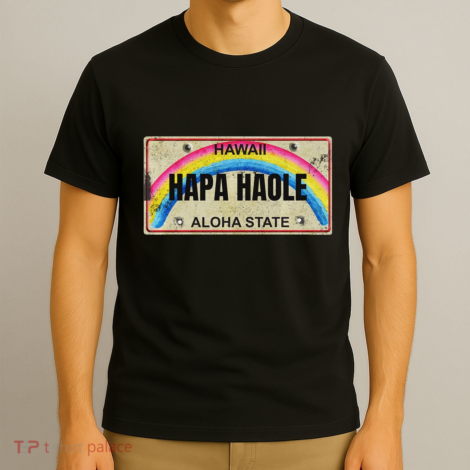 Hapa Haole Hawaiian License Plate T-Shirt