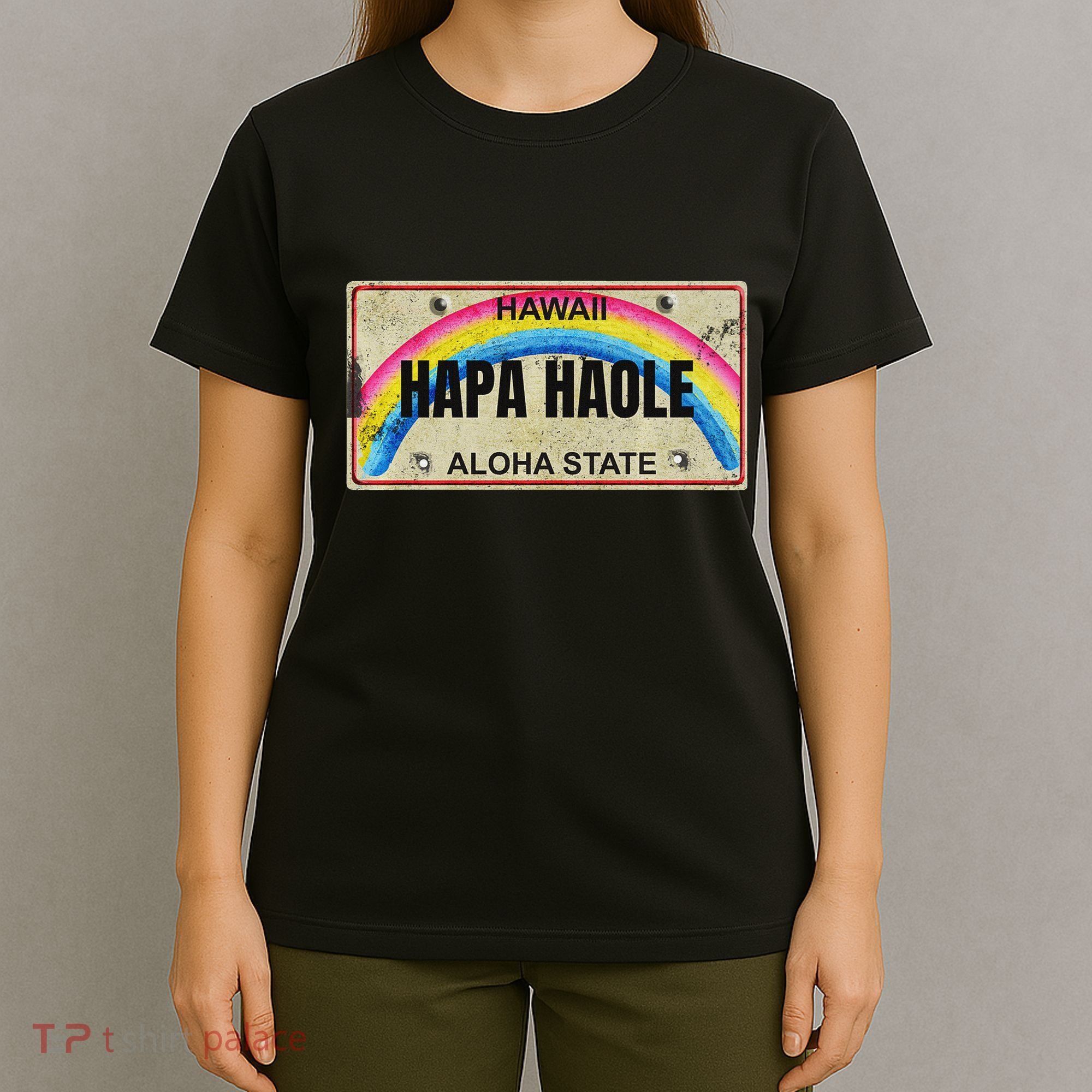 Hapa Haole Hawaiian License Plate T-Shirt