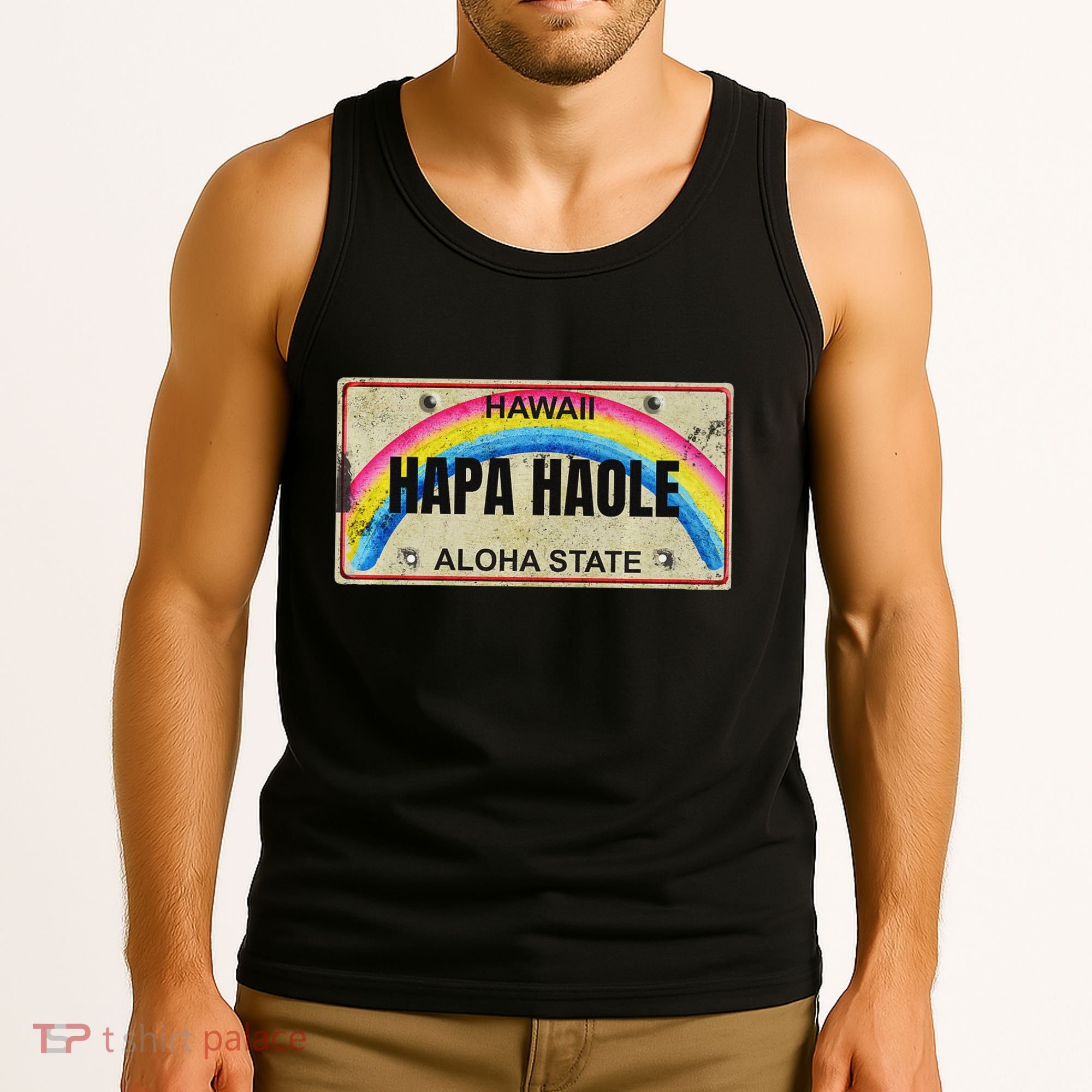Hapa Haole Hawaiian License Plate Tank Top