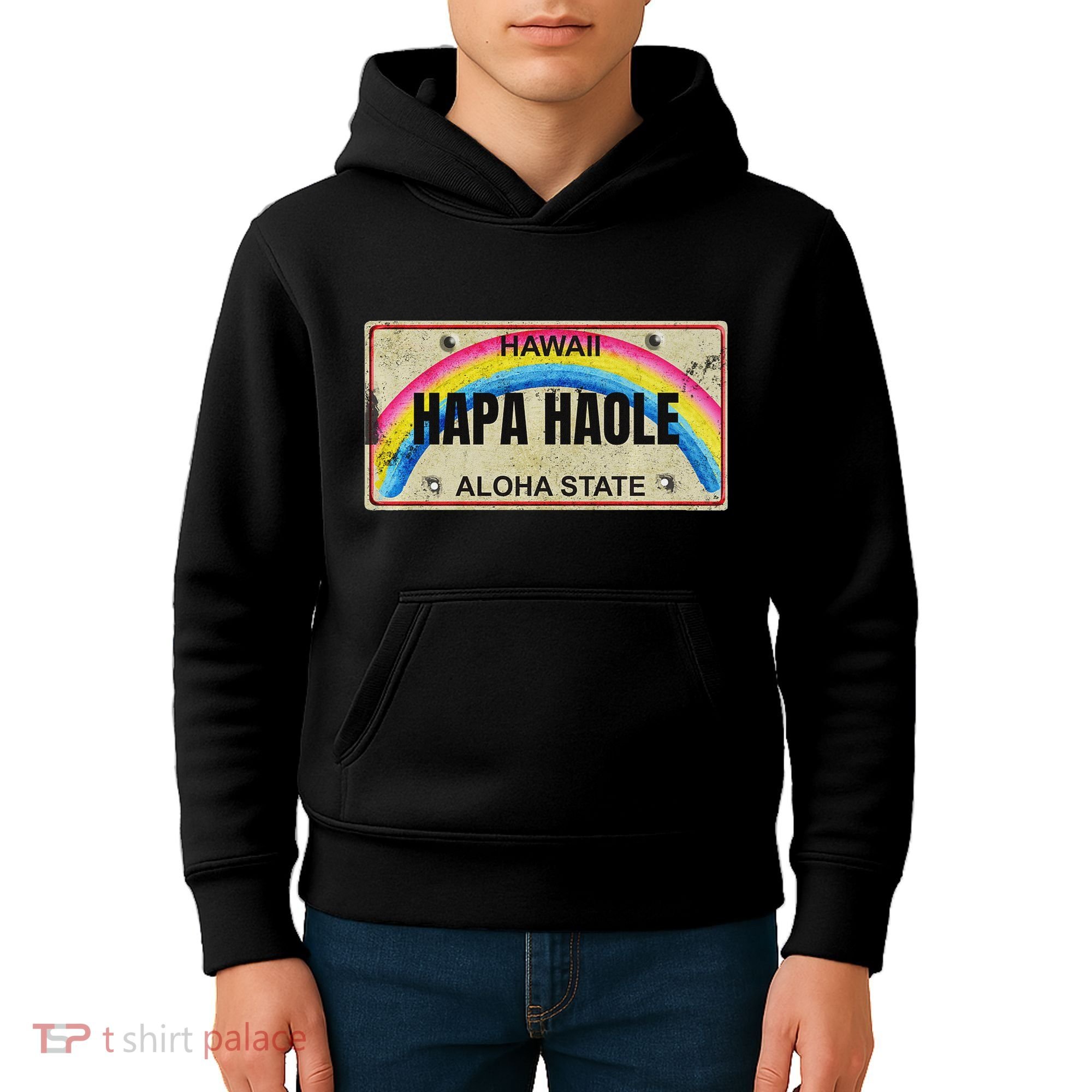 Hapa Haole Hawaiian License Plate Kids Hoodie