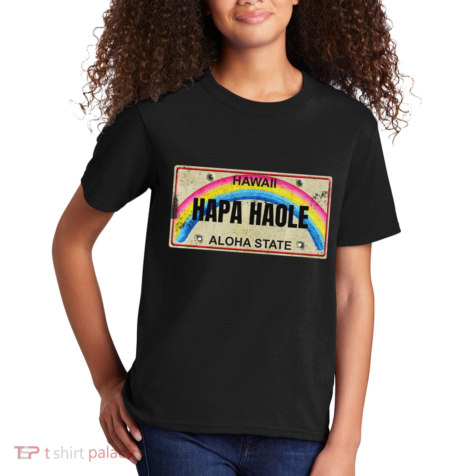 Hapa Haole Hawaiian License Plate Kids T-Shirt