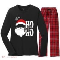 Ho Ho Ho Santa Claus Cozy Christmas Women's Long Sleeve Flannel Pajama Set  thumb 0