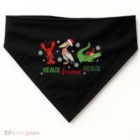 Heaux Heaux Heaux Cajun Christmas Crawfish Pelican Alligator USA-Made Doggie Bandana thumb 0