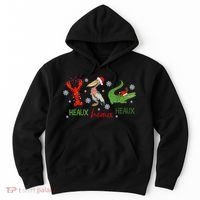 Heaux Heaux Heaux Cajun Christmas Crawfish Pelican Alligator Hoodie thumb 0