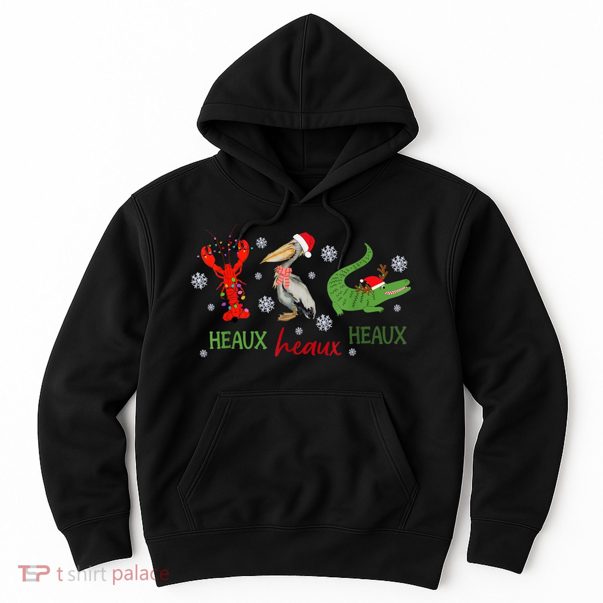 Heaux Heaux Heaux Cajun Christmas Crawfish Pelican Alligator Hoodie