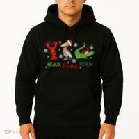 Heaux Heaux Heaux Cajun Christmas Crawfish Pelican Alligator Hoodie thumb 2