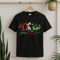 Heaux Heaux Heaux Cajun Christmas Crawfish Pelican Alligator T-Shirt thumb 2