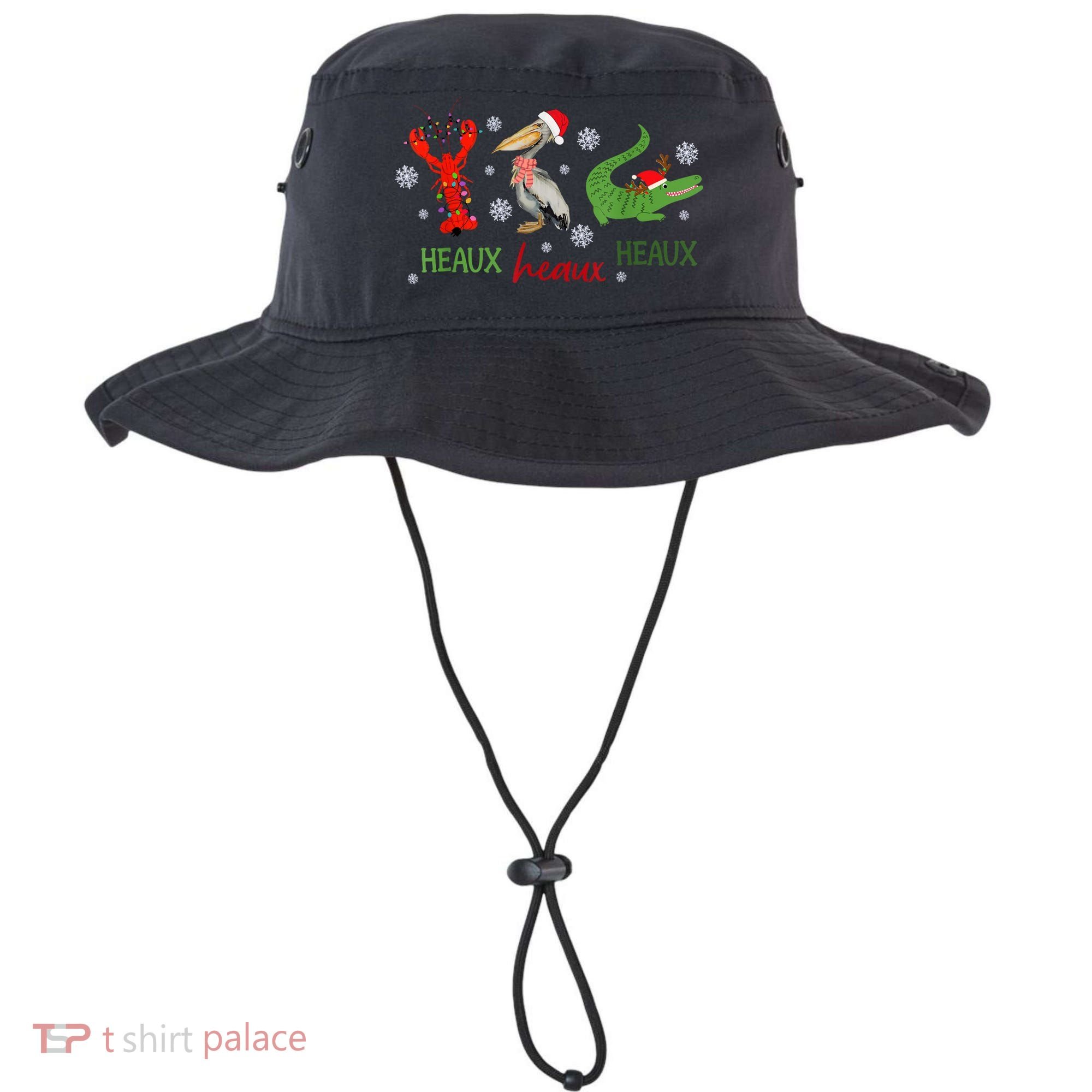 Heaux Heaux Heaux Cajun Christmas Crawfish Pelican Alligator Bucket Hat
