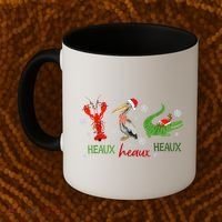 Heaux Heaux Heaux Cajun Christmas Crawfish Pelican Alligator Coffee Mug thumb 2