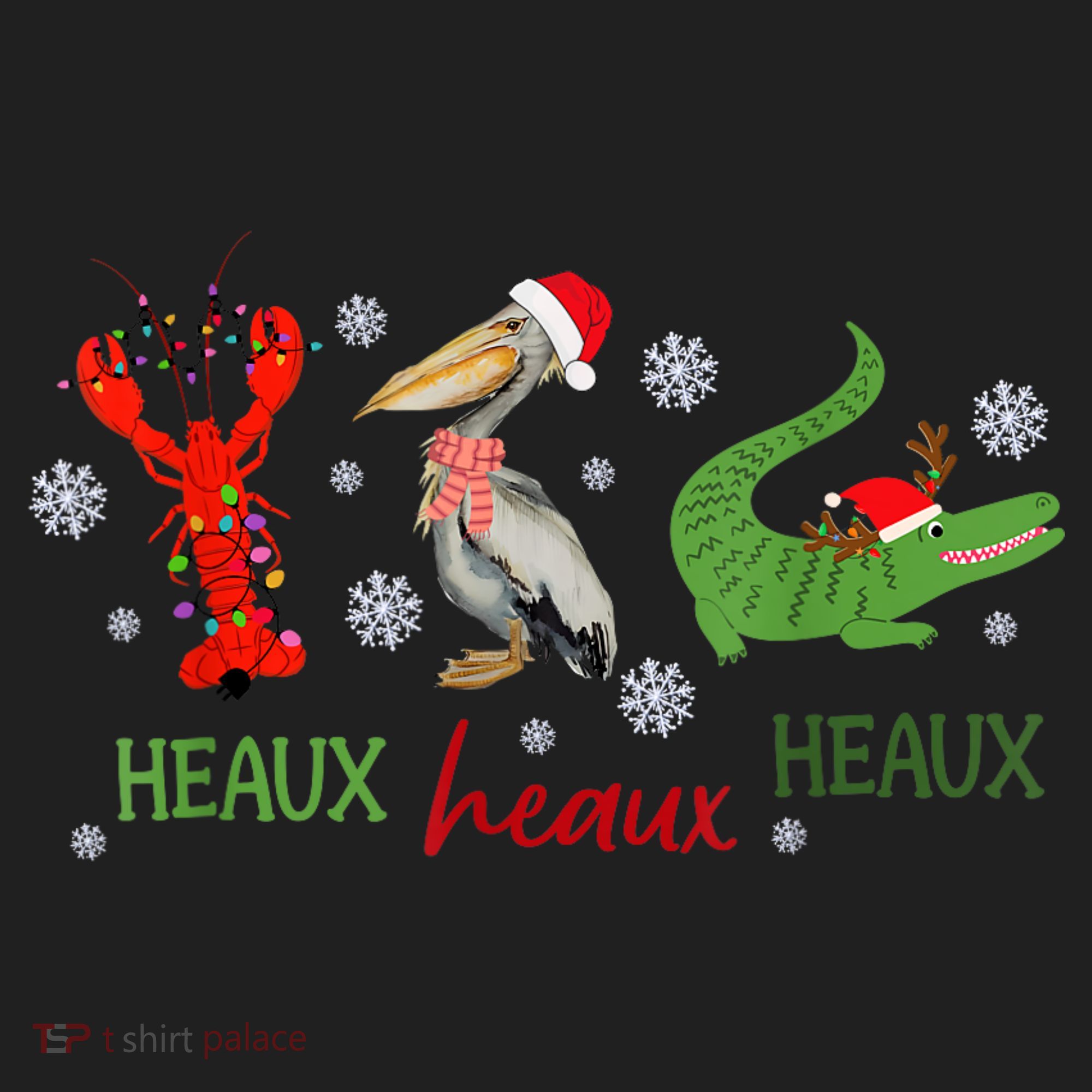 Heaux Heaux Heaux Cajun Christmas Crawfish Pelican Alligator Beanie
