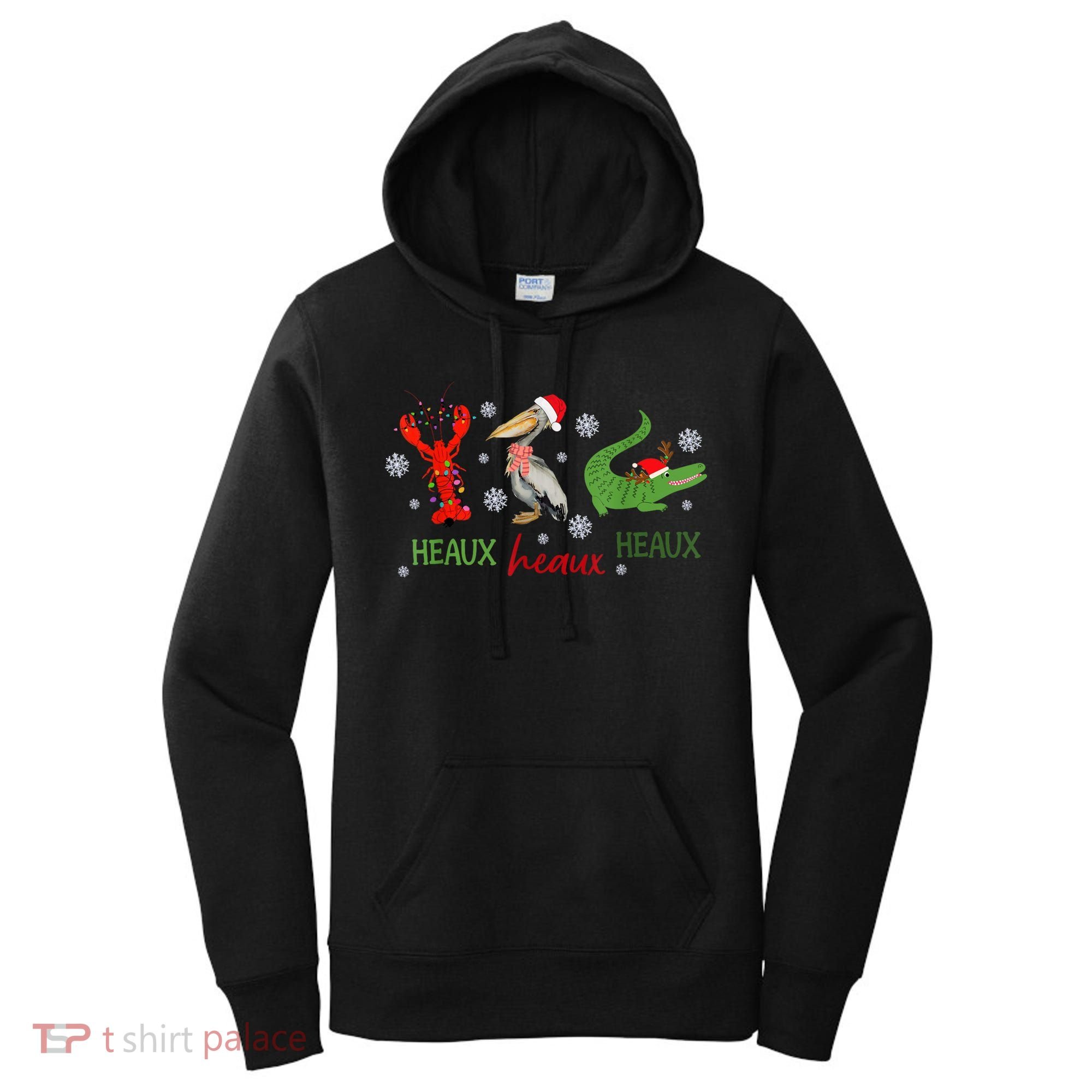 Heaux Heaux Heaux Cajun Christmas Crawfish Pelican Alligator Women's Hoodie