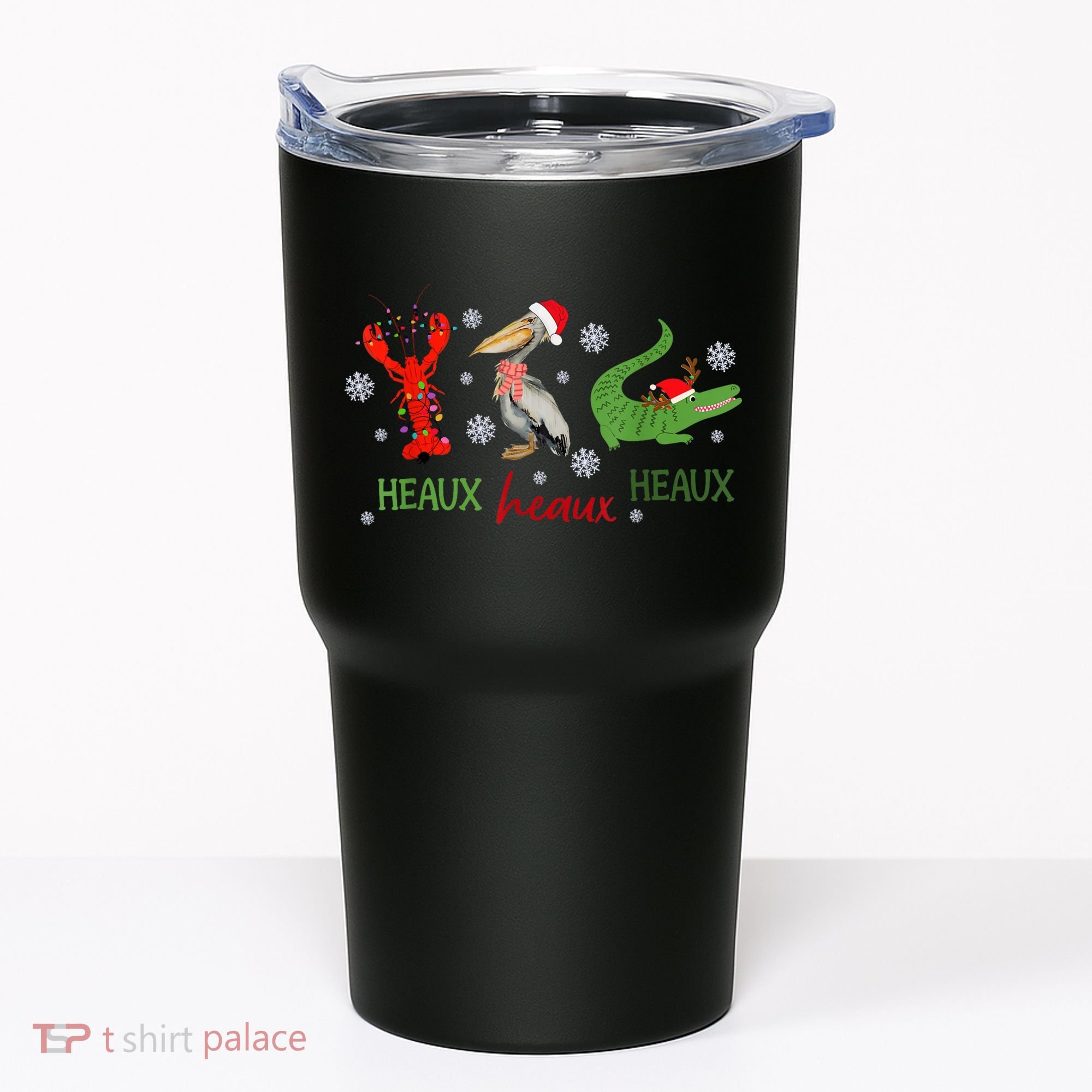 Heaux Heaux Heaux Cajun Christmas Crawfish Pelican Alligator Tumbler