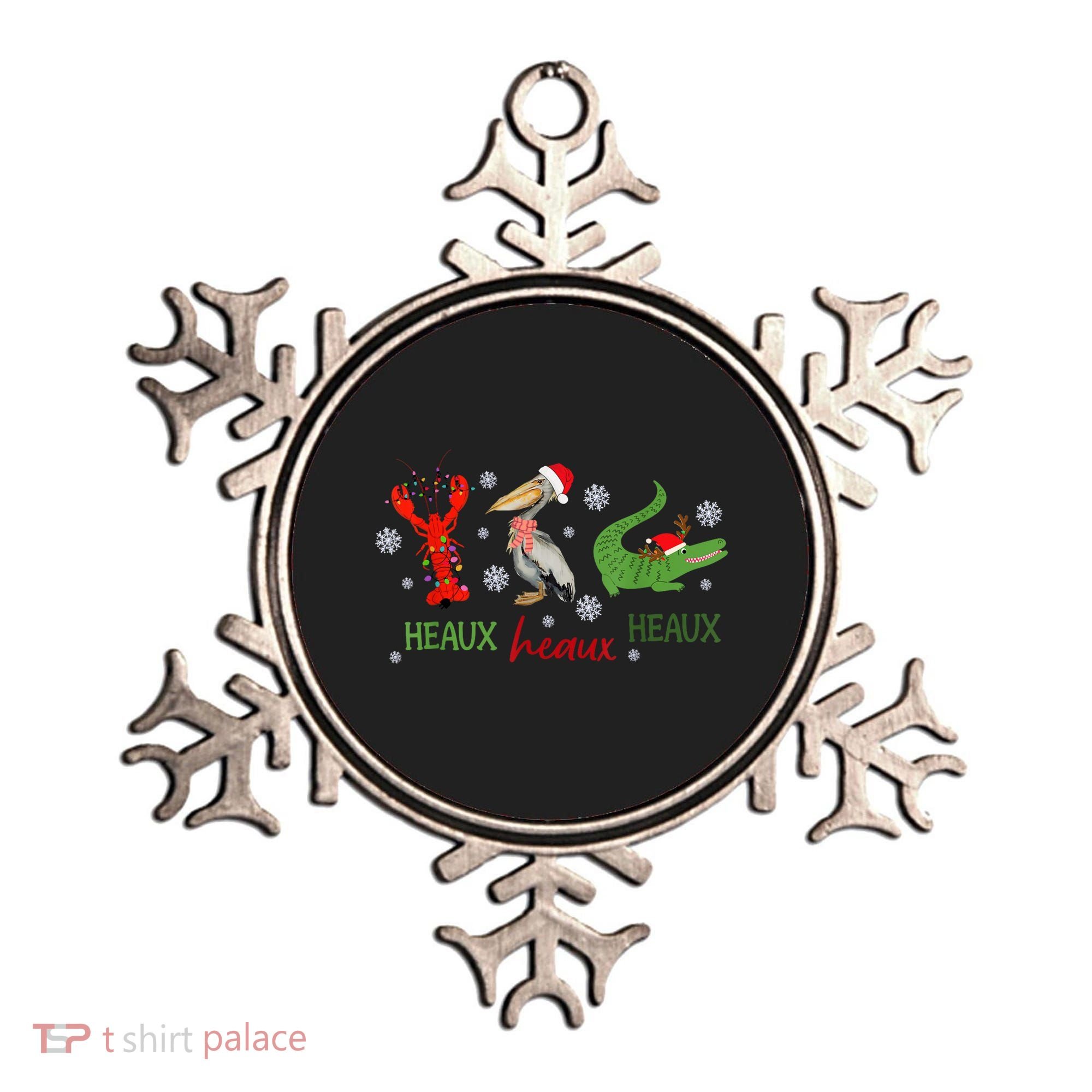 Heaux Heaux Heaux Cajun Christmas Crawfish Pelican Alligator Ornament