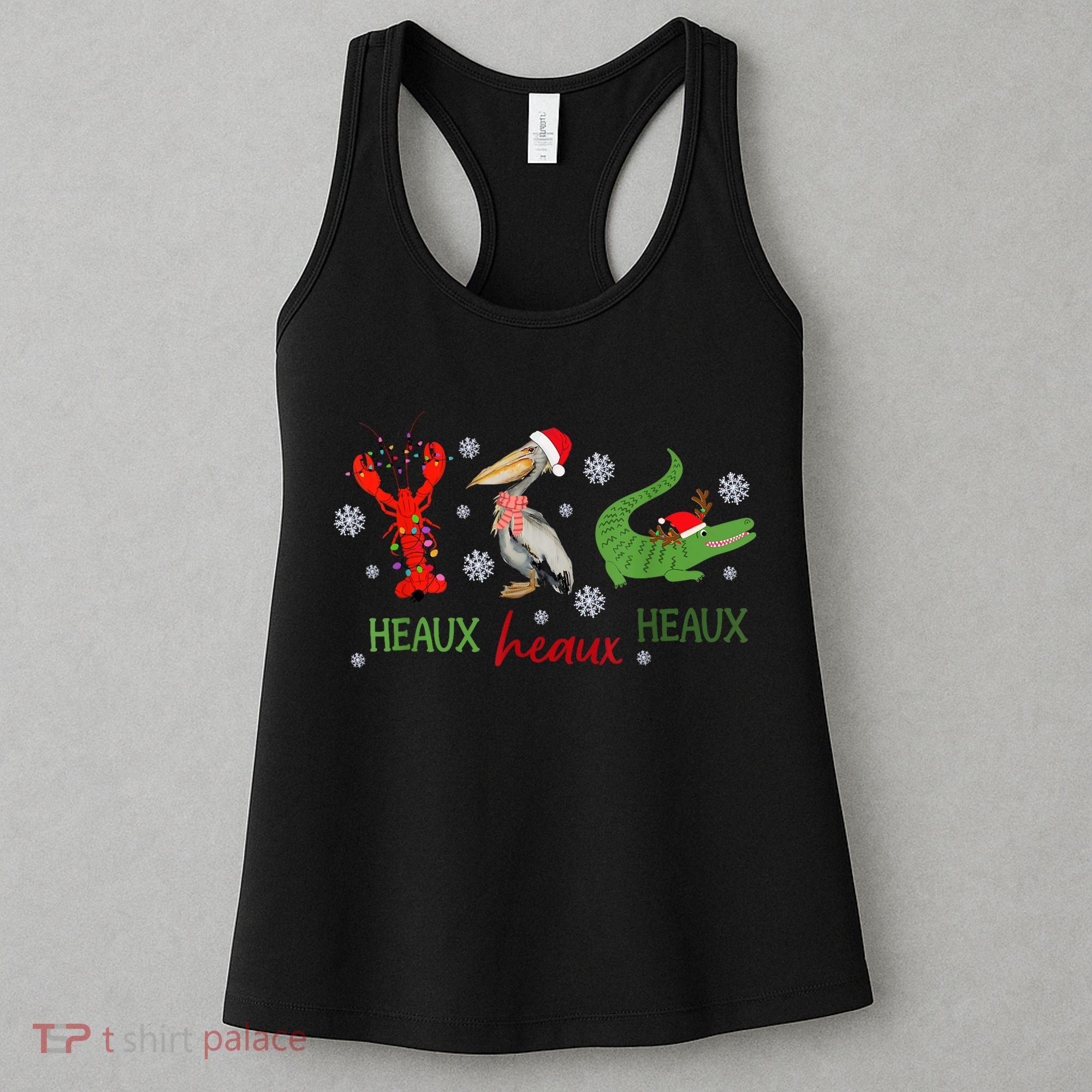 Heaux Heaux Heaux Cajun Christmas Crawfish Pelican Alligator Women's Tank Top