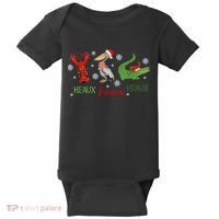 Heaux Heaux Heaux Cajun Christmas Crawfish Pelican Alligator Baby Bodysuit thumb 0