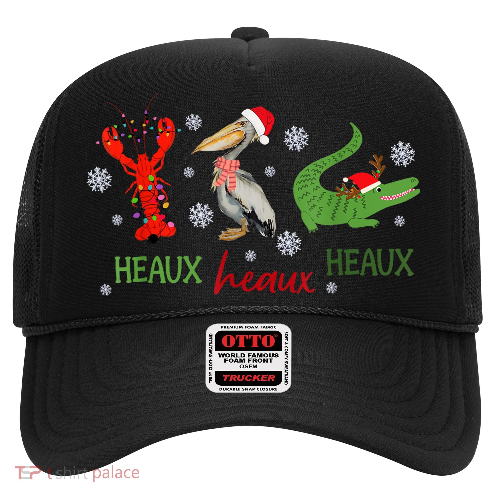 Heaux Heaux Heaux Cajun Christmas Crawfish Pelican Alligator Hat