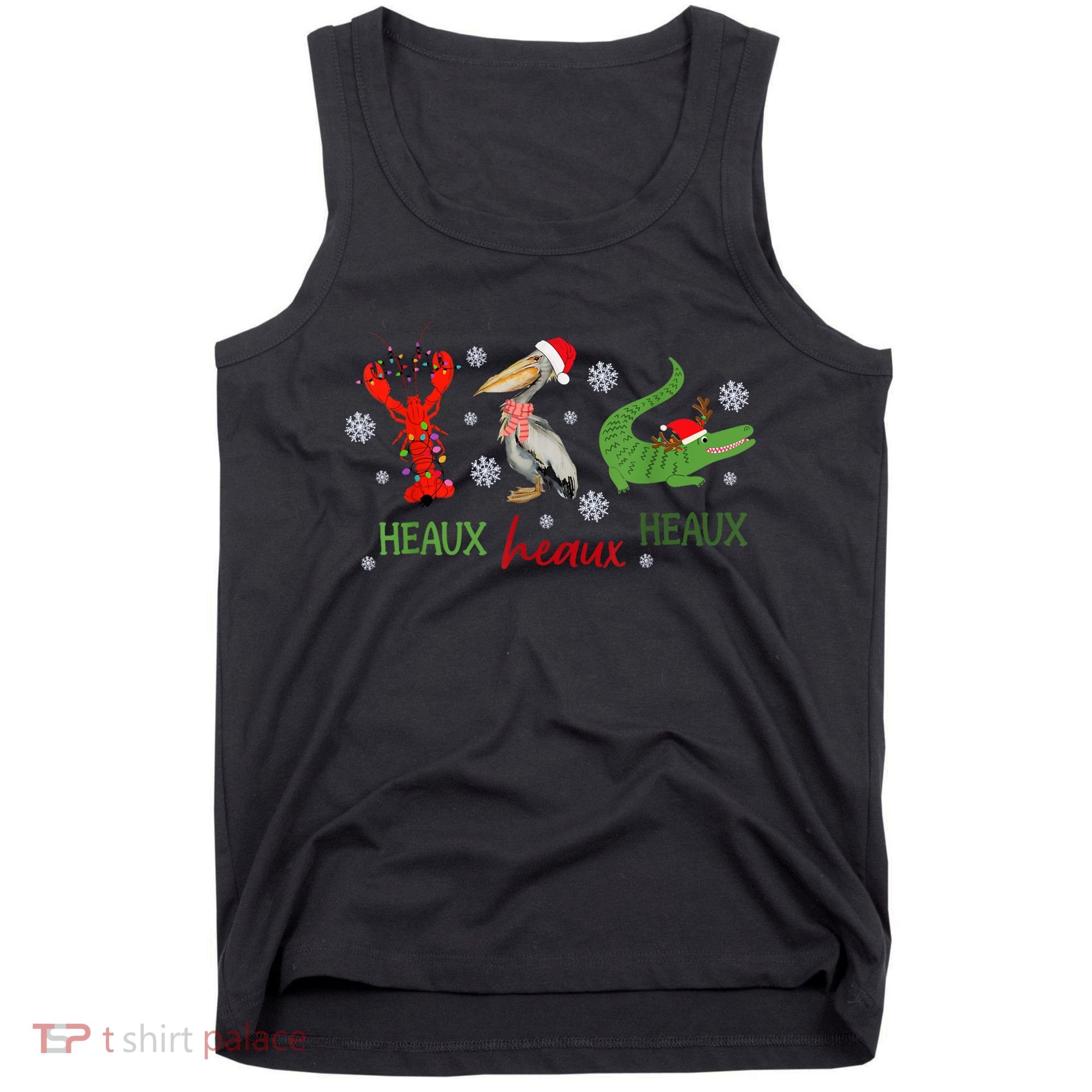 Heaux Heaux Heaux Cajun Christmas Crawfish Pelican Alligator Tank Top
