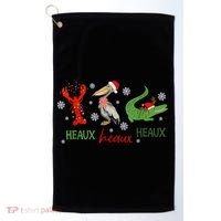 Heaux Heaux Heaux Cajun Christmas Crawfish Pelican Alligator Golf Towel thumb 0