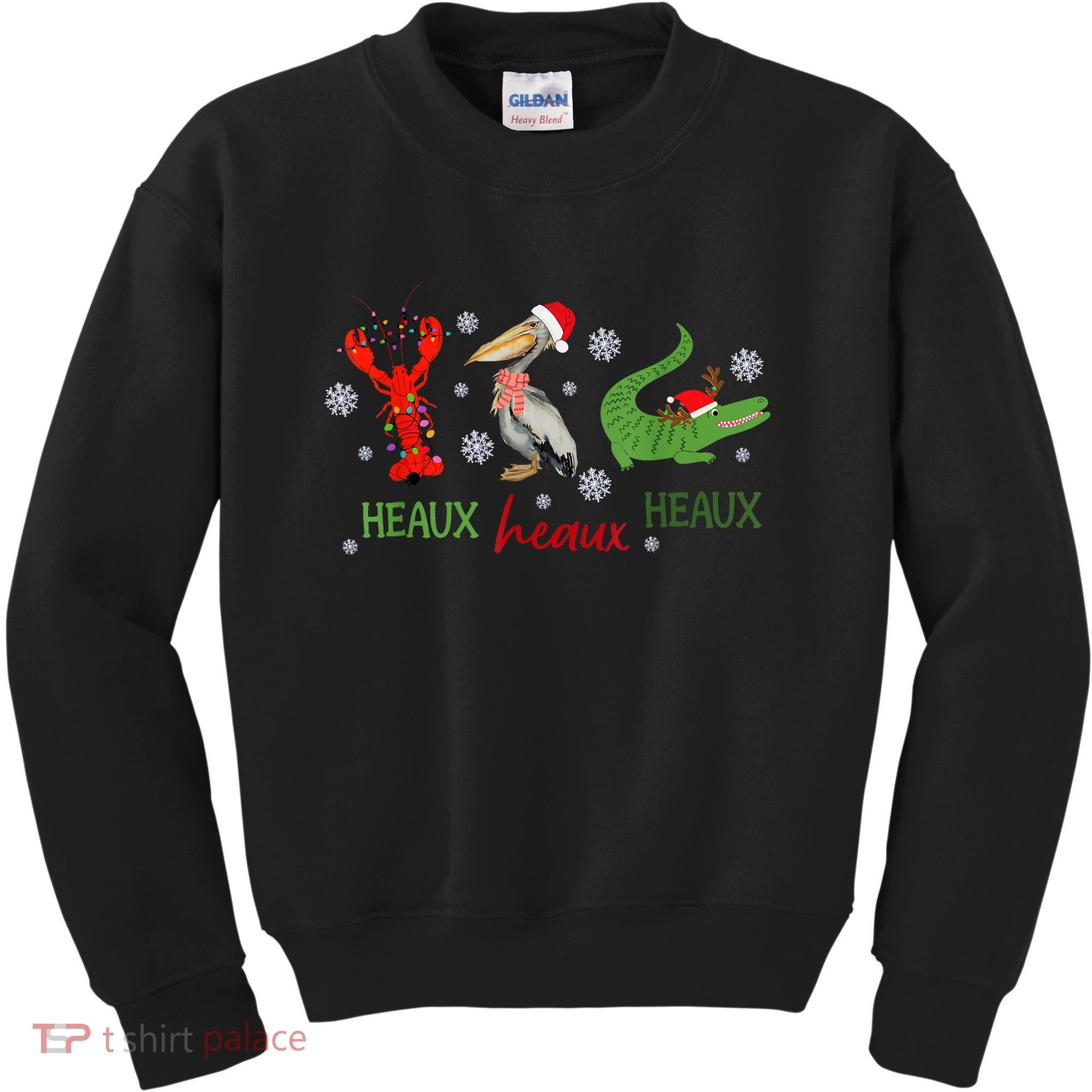 Heaux Heaux Heaux Cajun Christmas Crawfish Pelican Alligator Kids Sweatshirt
