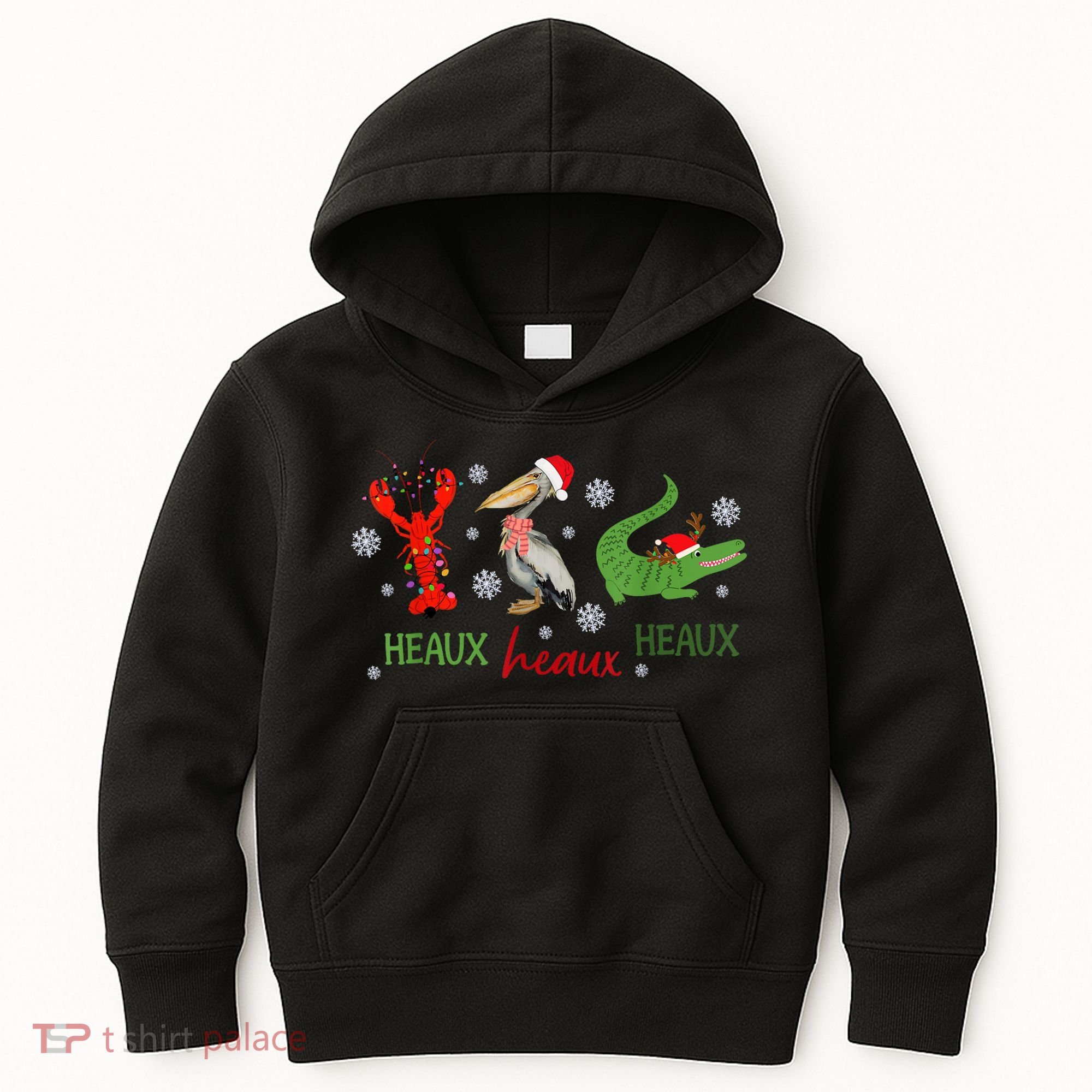 Heaux Heaux Heaux Cajun Christmas Crawfish Pelican Alligator Kids Hoodie