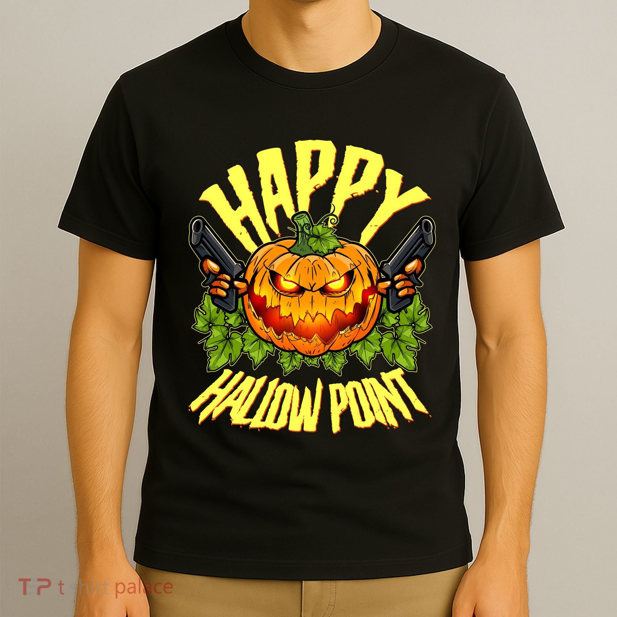 Halloween Happy Hallow Point Pumpkin Gunner T-Shirt