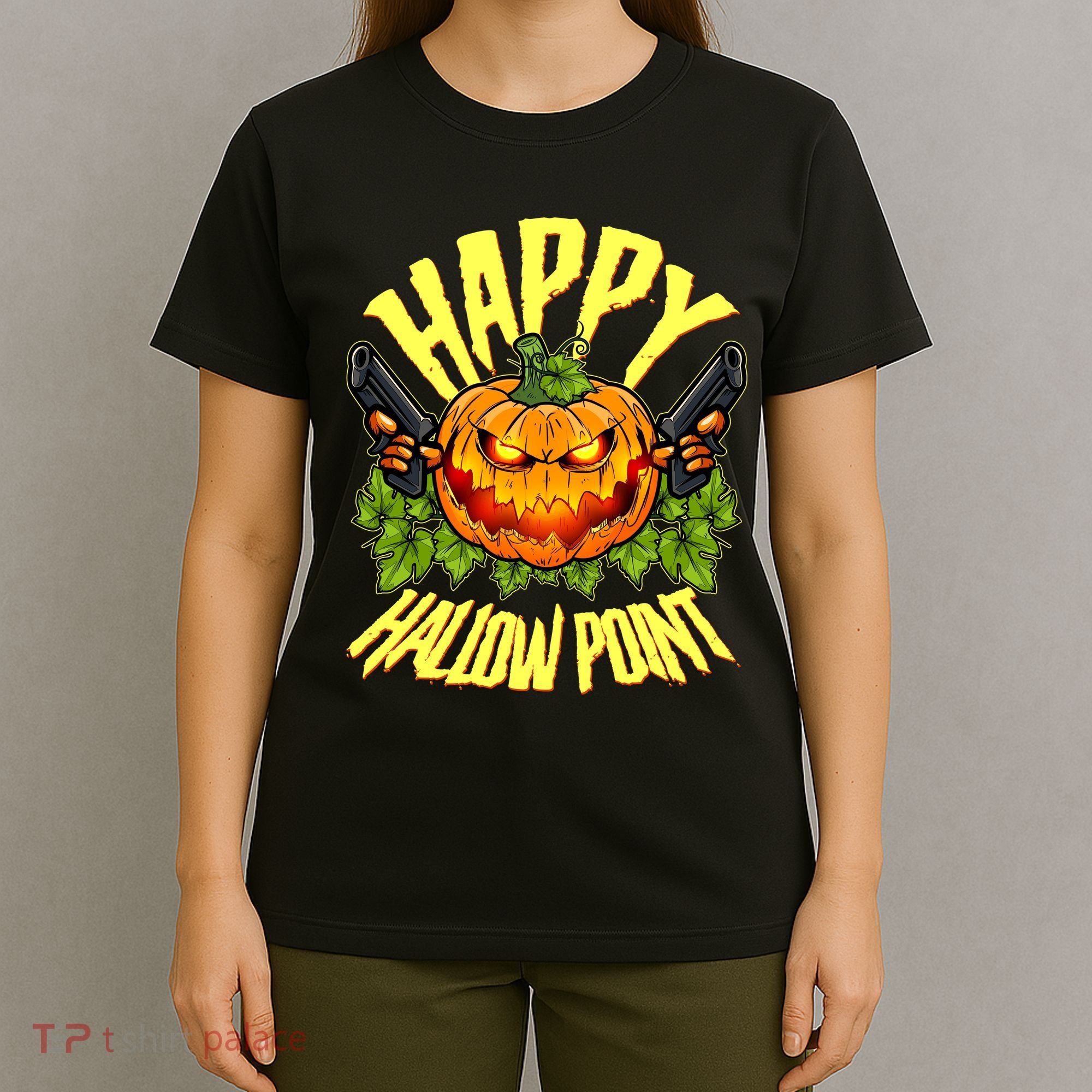 Halloween Happy Hallow Point Pumpkin Gunner T-Shirt