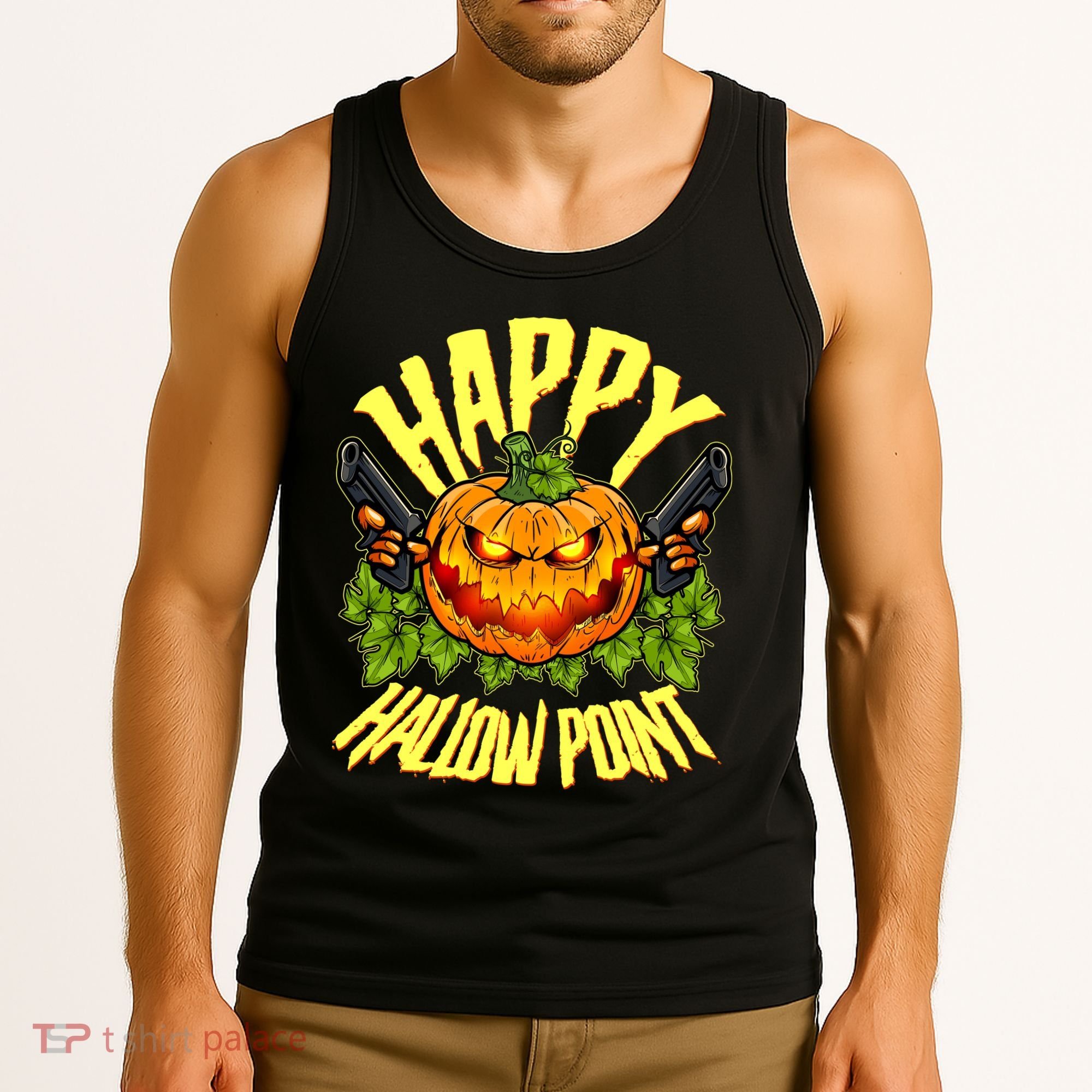 Halloween Happy Hallow Point Pumpkin Gunner Tank Top