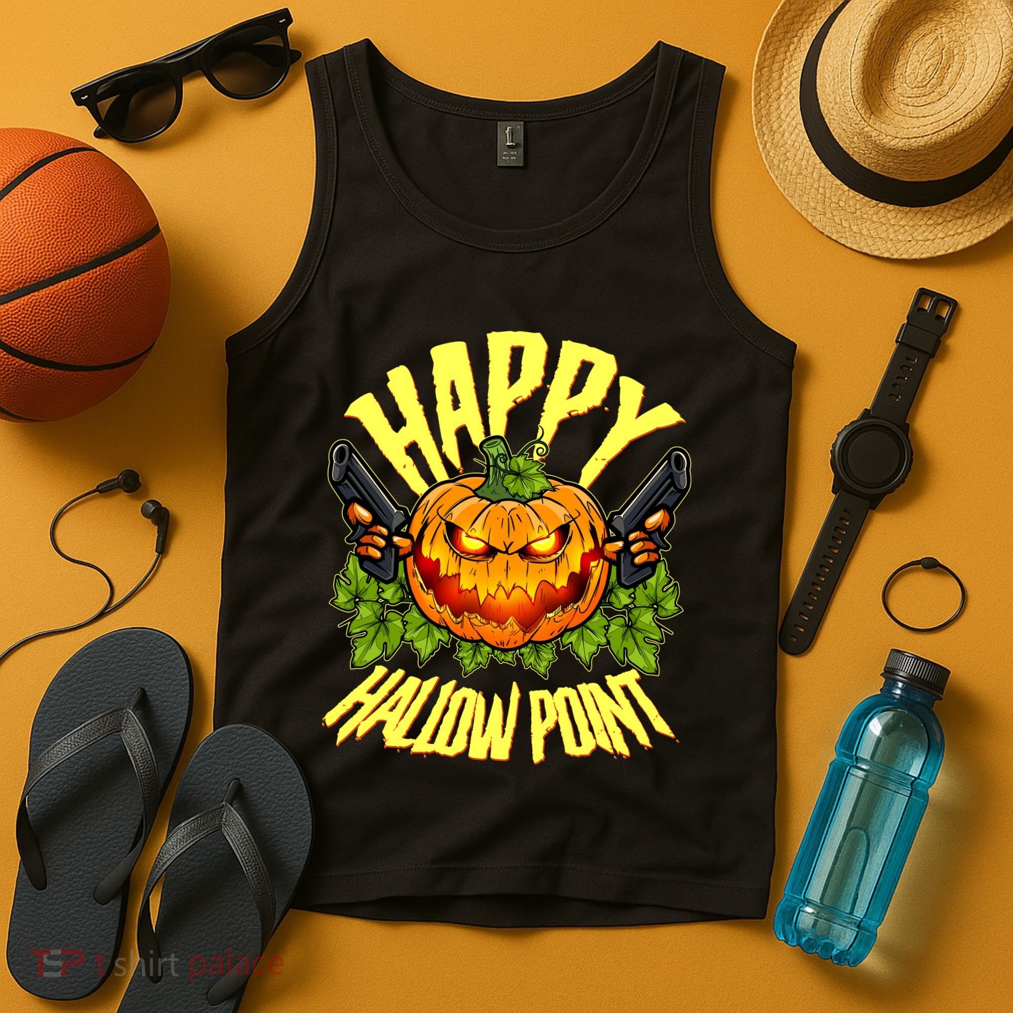 Halloween Happy Hallow Point Pumpkin Gunner Tank Top