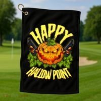 Halloween Happy Hallow Point Pumpkin Gunner Golf Towel thumb 1
