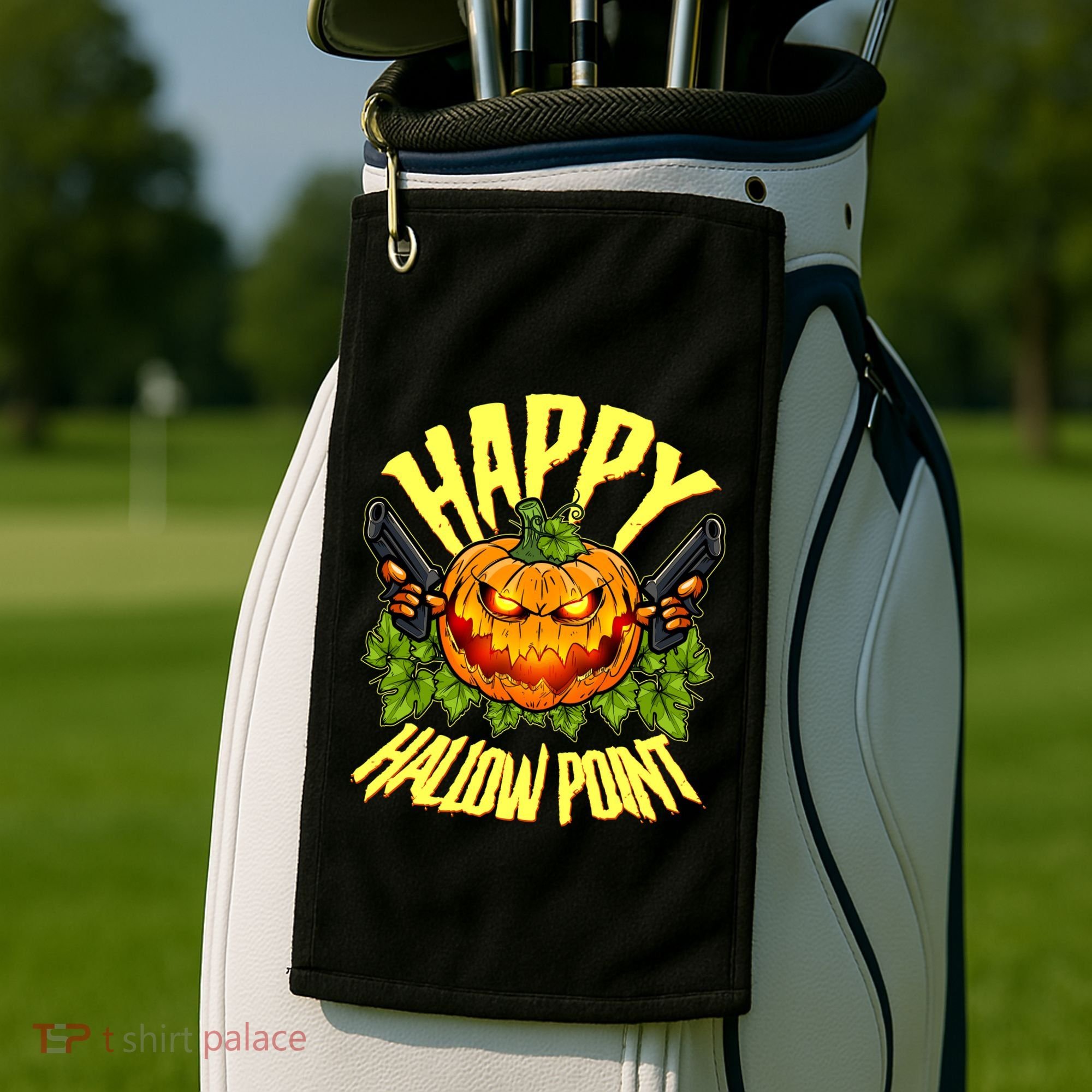 Halloween Happy Hallow Point Pumpkin Gunner Golf Towel