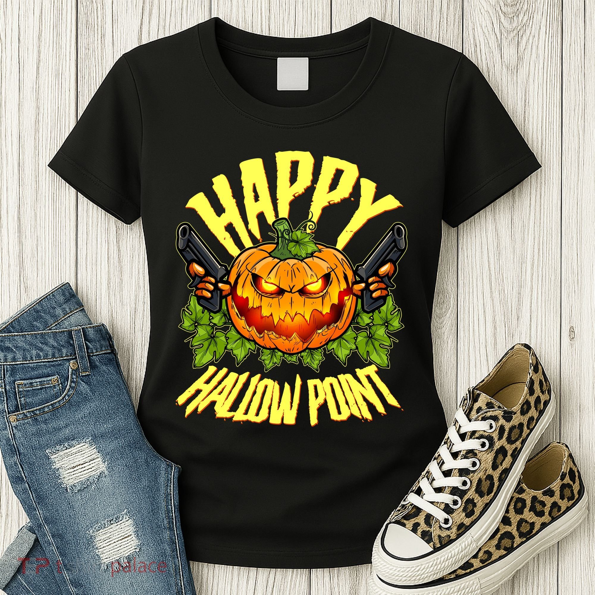Halloween Happy Hallow Point Pumpkin Gunner Women's T-Shirt