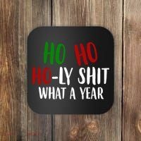 Ho Ho Holy Sh*t What A Year Funny Christmas Coaster thumb 0