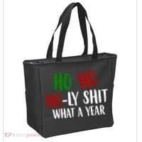 Ho Ho Holy Sh*t What A Year Funny Christmas Tote Bag thumb 2