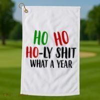 Ho Ho Holy Sh*t What A Year Funny Christmas Golf Towel thumb 1