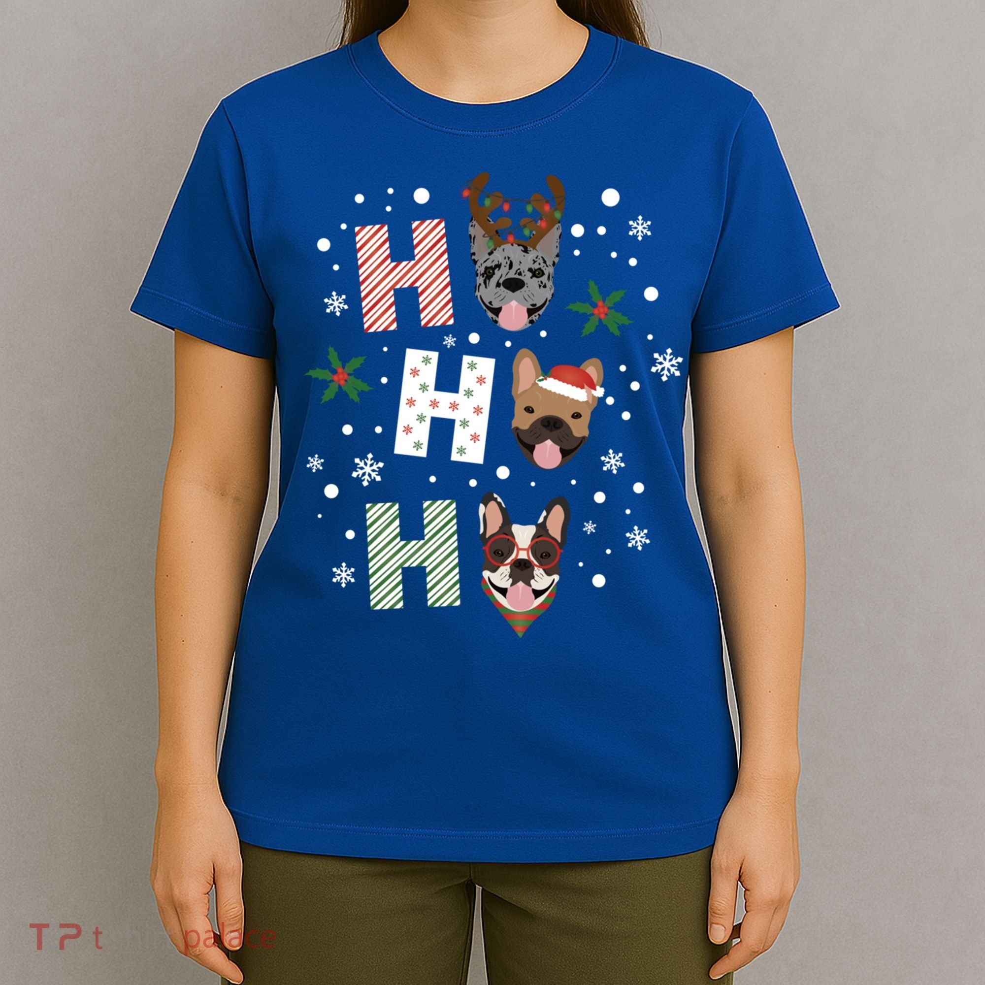 Ho Ho Ho French Bulldogs Christmas Frenchie Cute Dog Holiday Gift T-Shirt