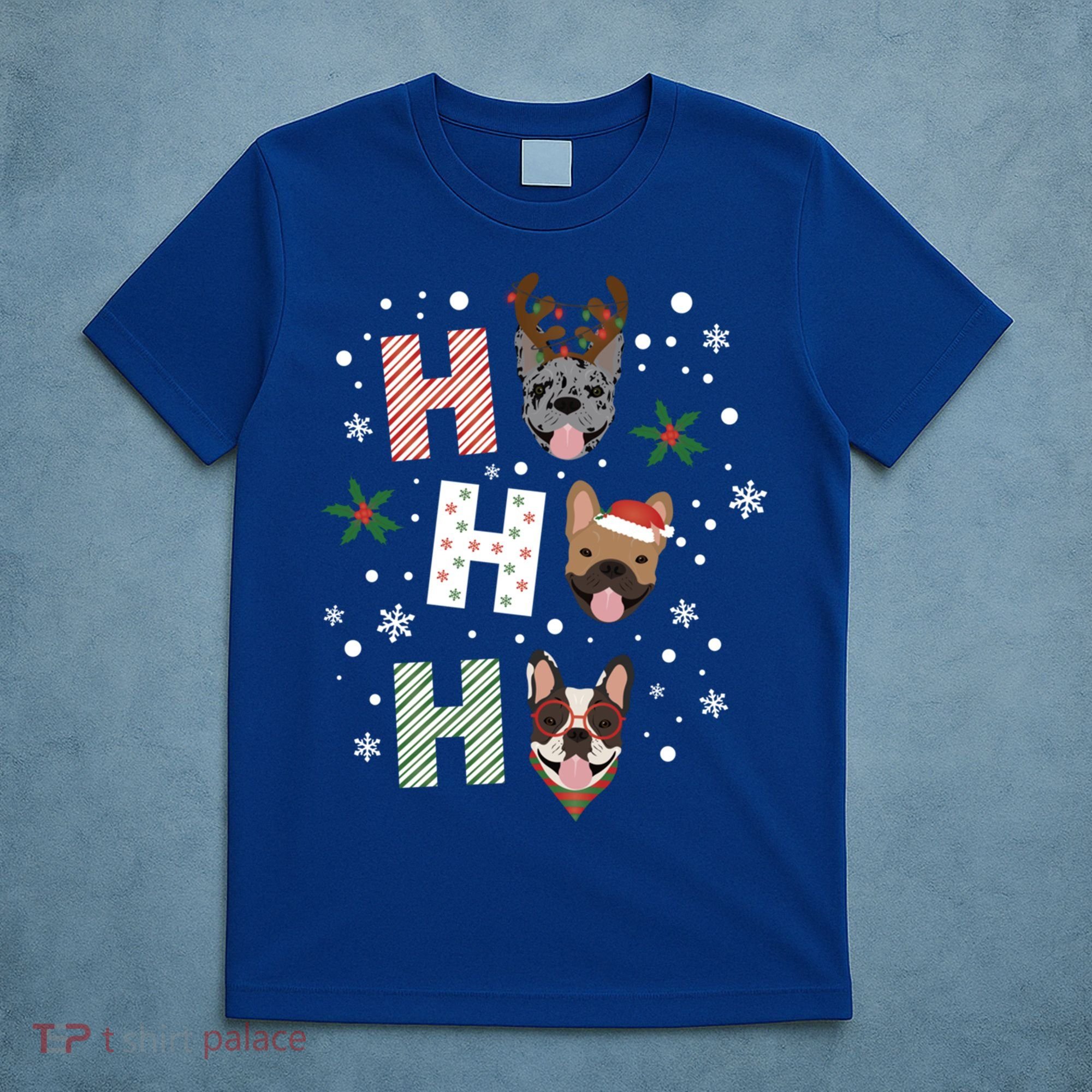 Ho Ho Ho French Bulldogs Christmas Frenchie Cute Dog Holiday Gift T-Shirt