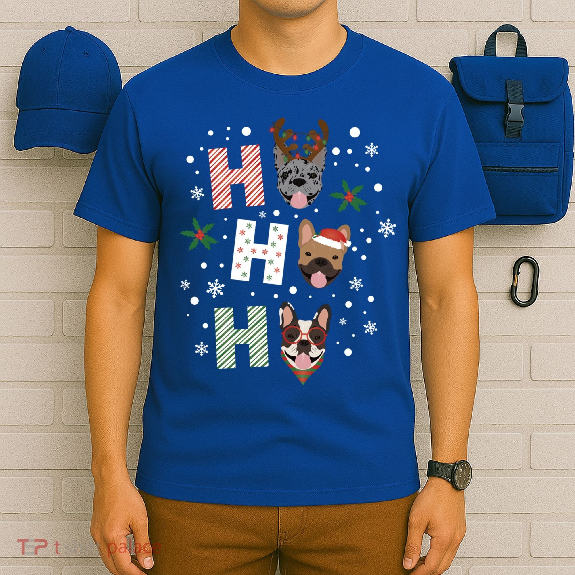 Ho Ho Ho French Bulldogs Christmas Frenchie Cute Dog Holiday Gift T-Shirt