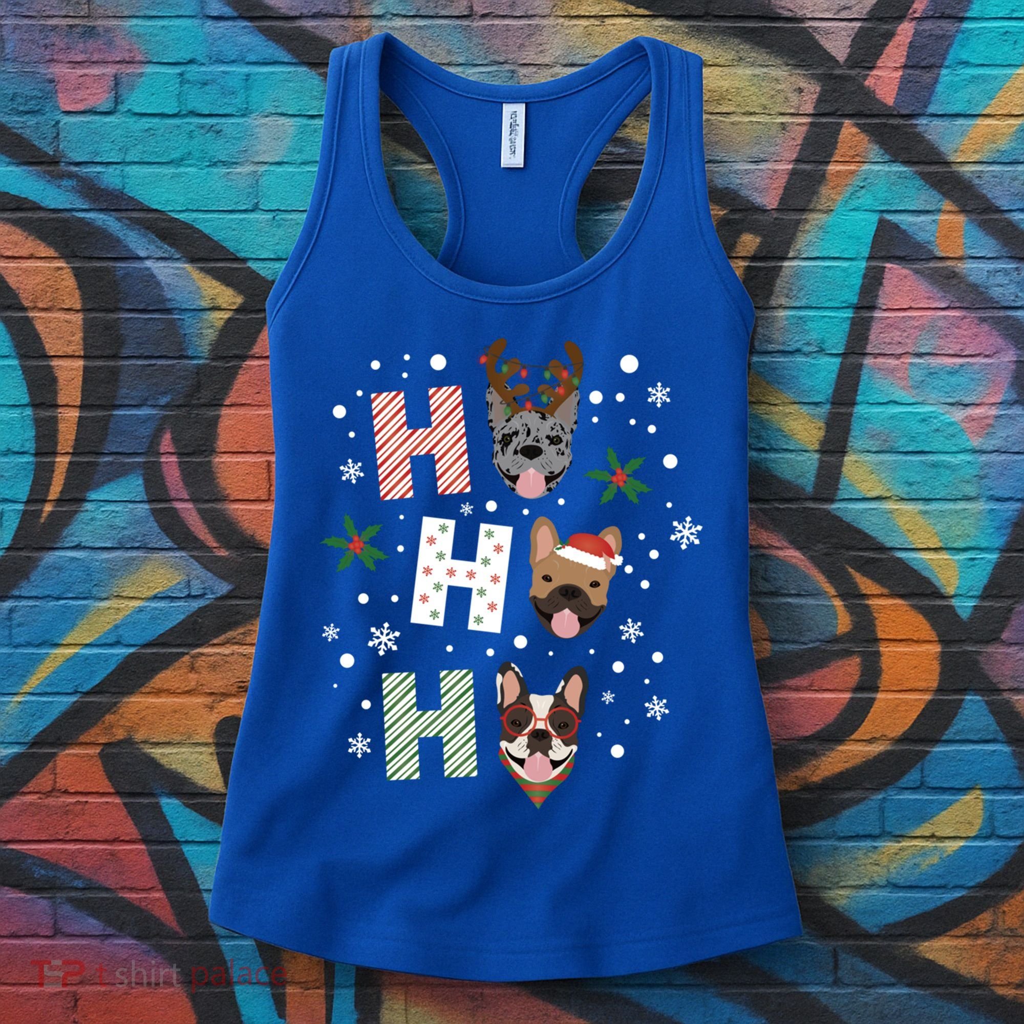 Ho Ho Ho French Bulldogs Christmas Frenchie Cute Dog Holiday Gift Women's Tank Top