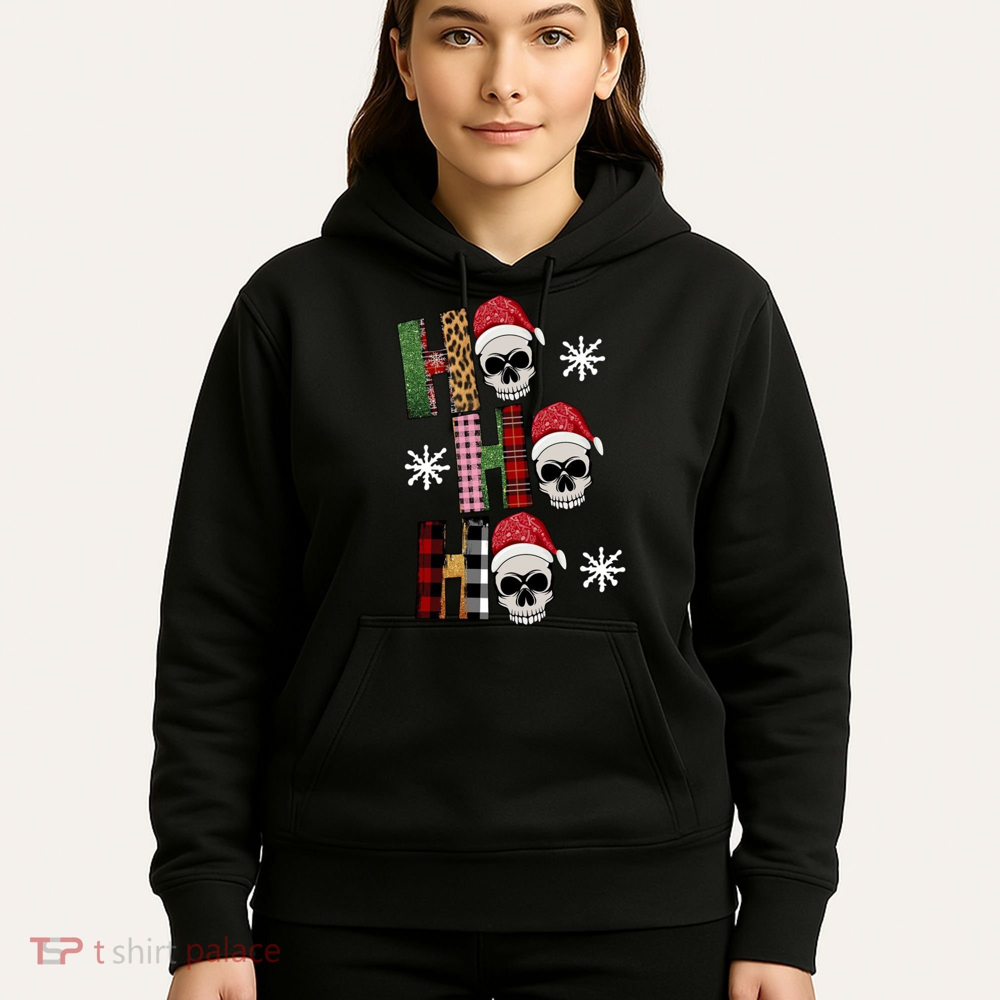 Ho Ho Ho Santa XMas Skulls Hoodie