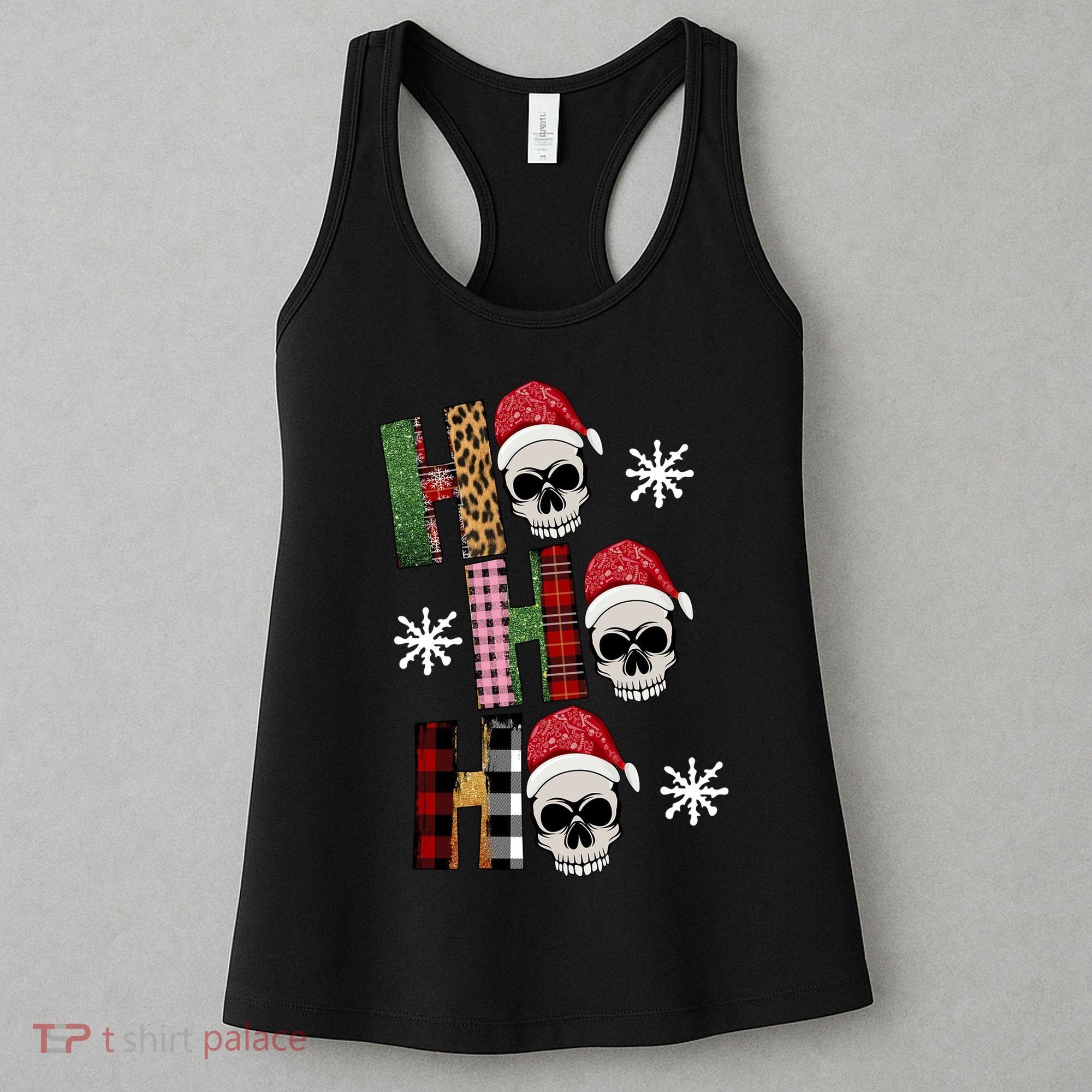 Ho Ho Ho Santa XMas Skulls Women's Tank Top