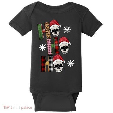 Ho Ho Ho Santa XMas Skulls Baby Bodysuit