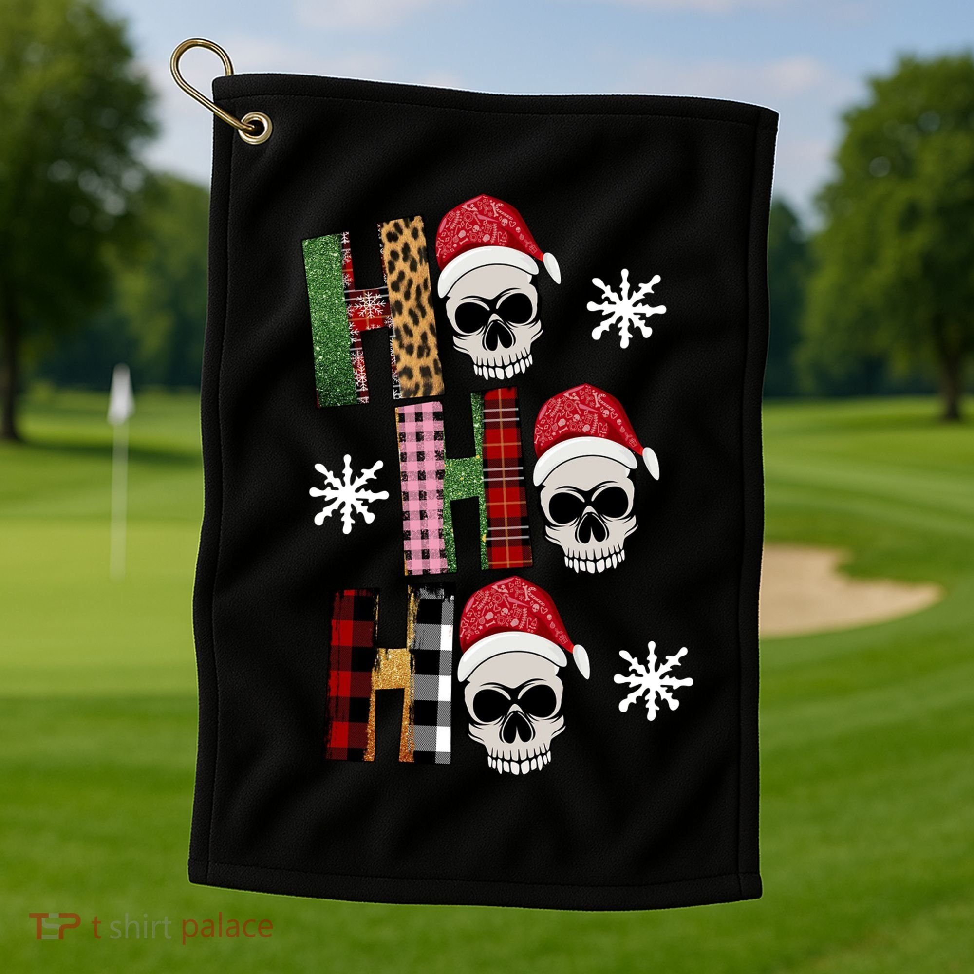 Ho Ho Ho Santa XMas Skulls Golf Towel