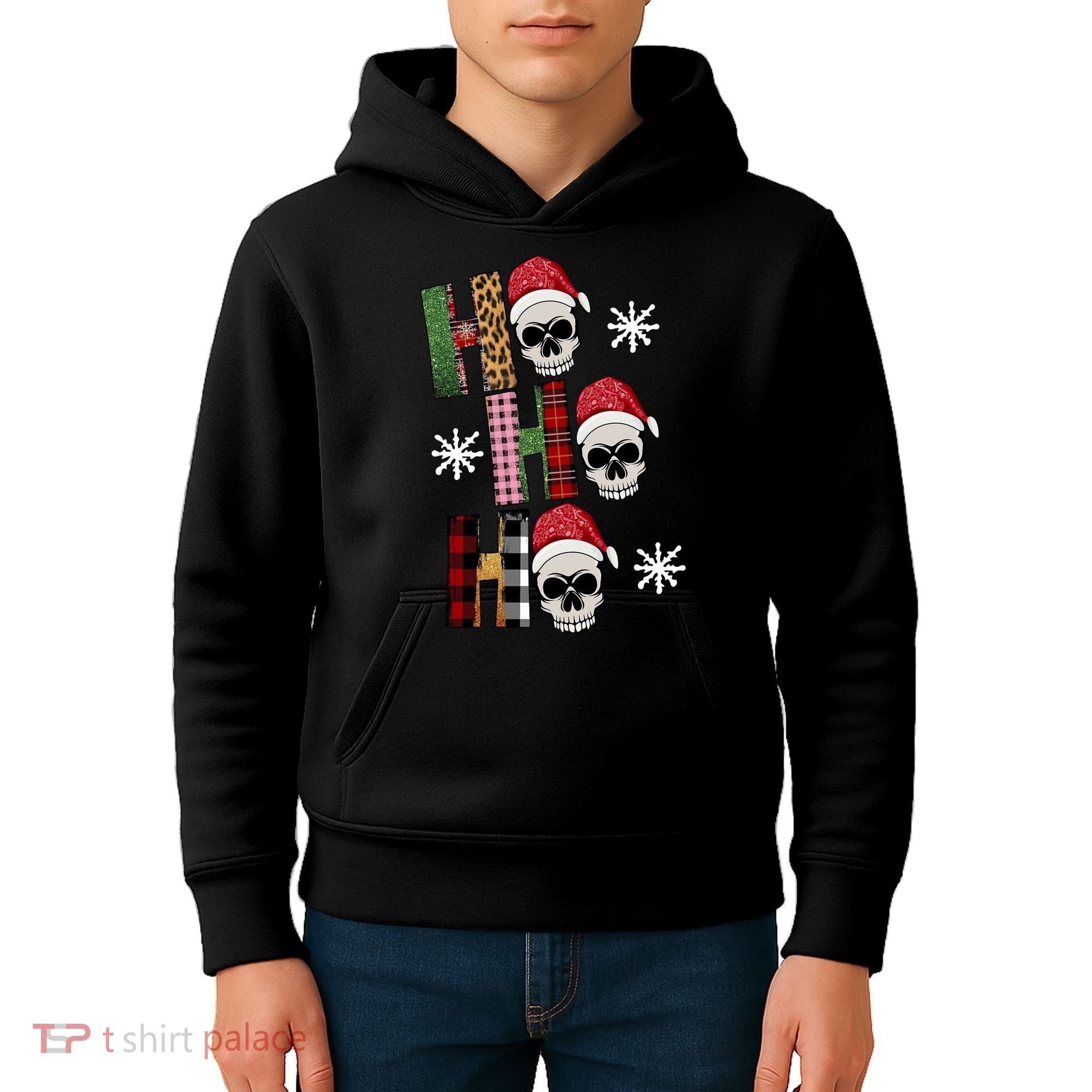 Ho Ho Ho Santa XMas Skulls Kids Hoodie