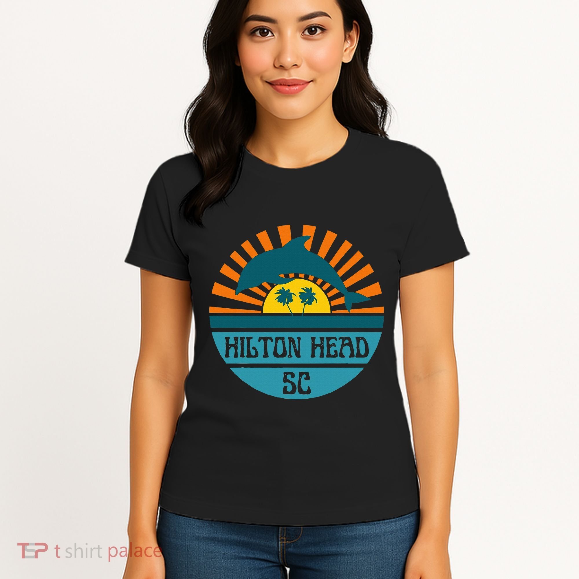 Hilton Head Island South Carolina Dolphin Beach Ocean Women's T-Shirt