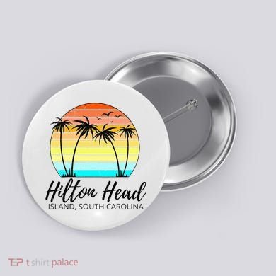 Hilton Head Island Retro Vintage Sunset South Carolina Button