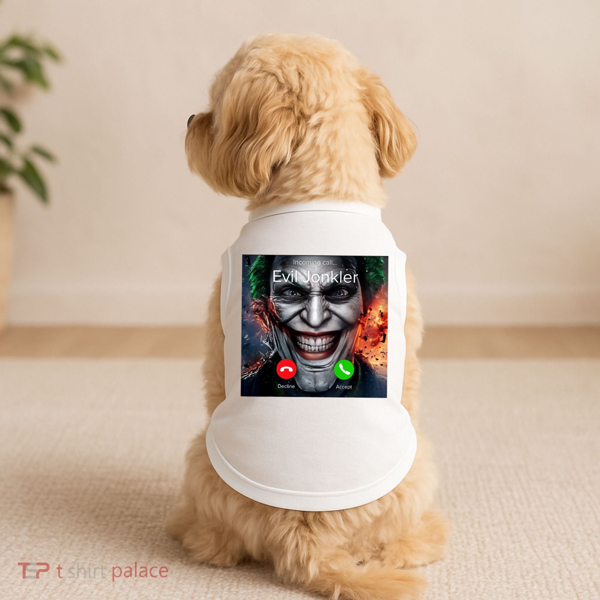 Humor Horror Incoming Call From Evil Jonkler Halloween Doggie Tank