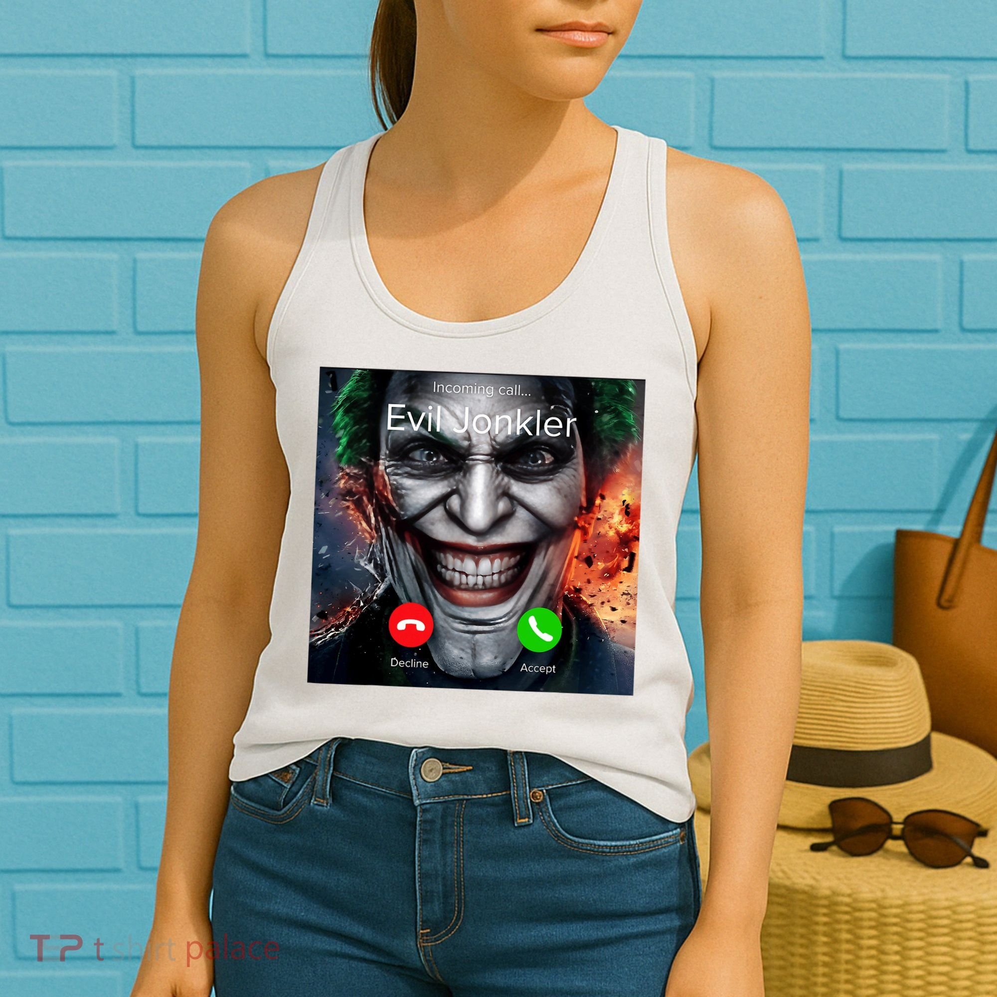 Humor Horror Incoming Call From Evil Jonkler Halloween Women's Tank Top