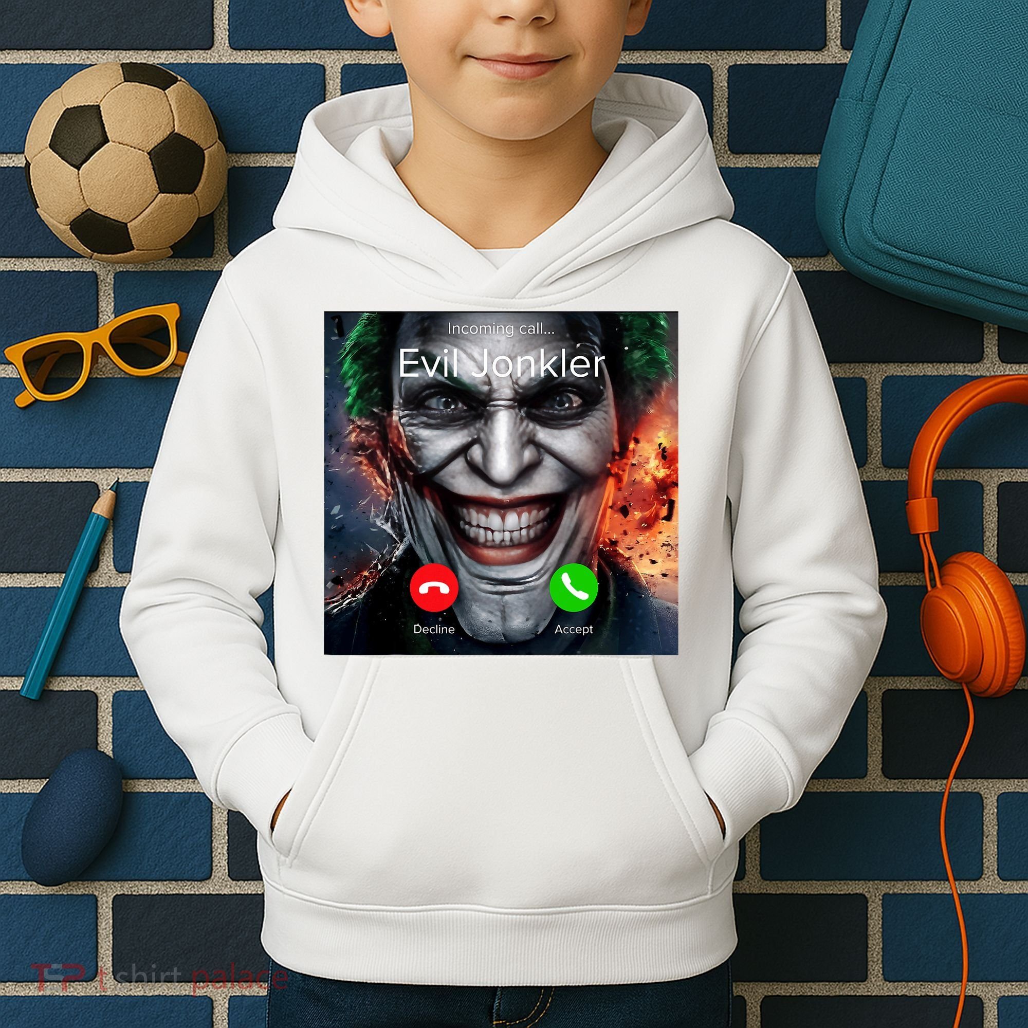 Humor Horror Incoming Call From Evil Jonkler Halloween Kids Hoodie