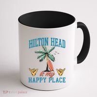 Hilton Head Is My Happy Place Retro Beach Palm Trees Summer Great Gift Coffee Mug thumb 1