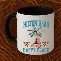 Hilton Head Is My Happy Place Retro Beach Palm Trees Summer Great Gift Coffee Mug thumb 2
